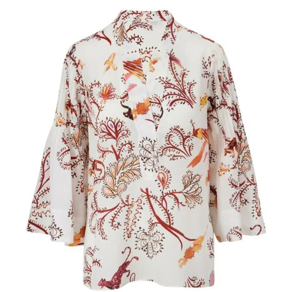 Dorothee Schumacher Cream Tree Of Life Print Top Sz-M - Picture 1 of 14